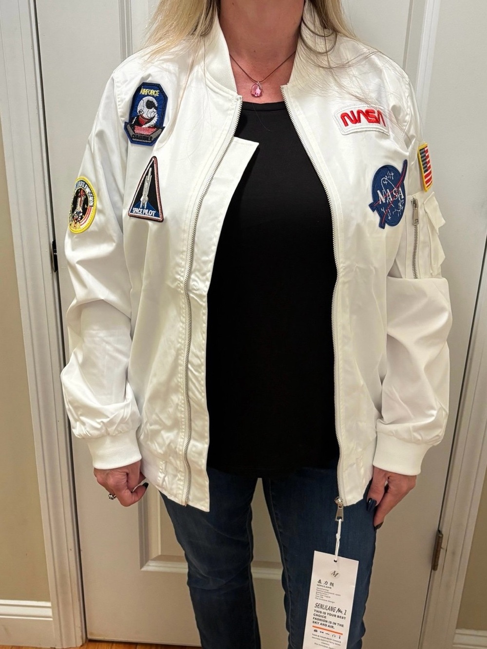 Senlilang NASA Size Small Space Jacket White With Patches Unisex Brand New - Picture 7 of 9